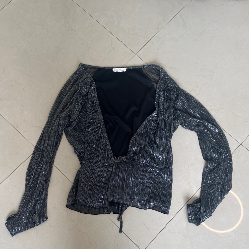 Shimmering Black Long Sleeve Top